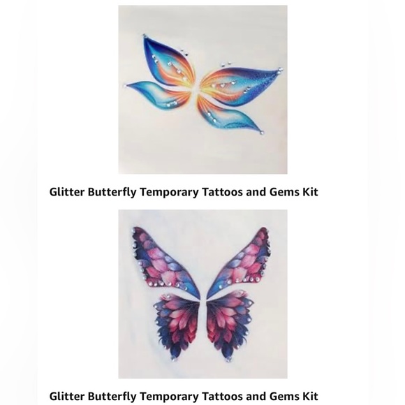 Butterfly Face Makeup Tattoo Kit Festival Glitter Face Gems - Picture 7 of 10
